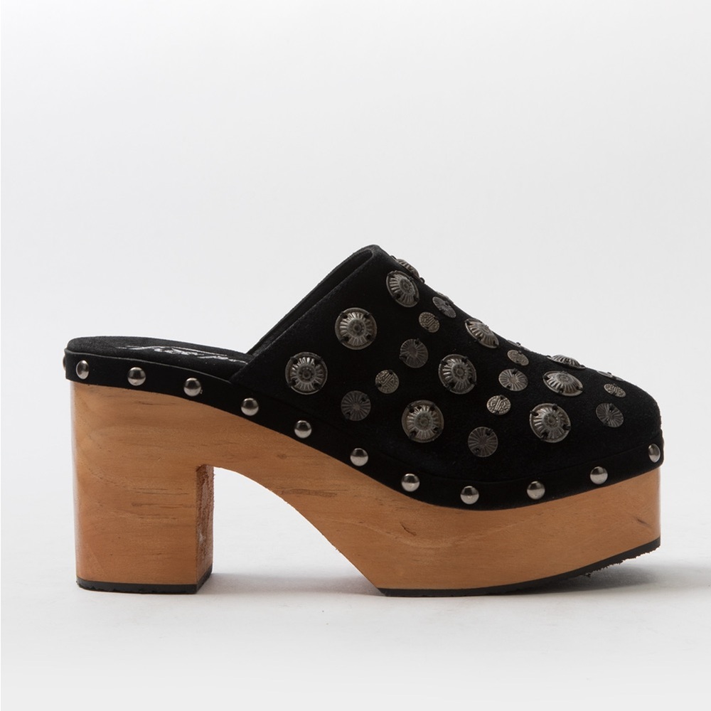 NEW Free People Claudia Clogs Slip On Suede Wooden Heels - Picture 3 of 6